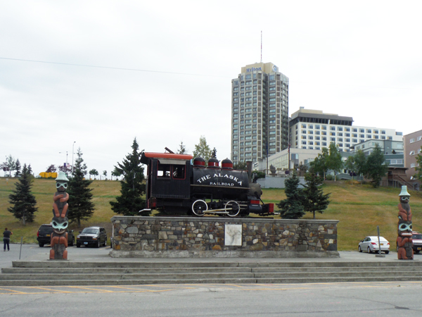 The Alaska Railroad and totem poles